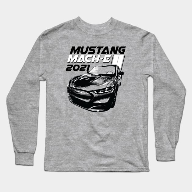 Racing Stripes Ford Mustang Mach-E Long Sleeve T-Shirt by zealology